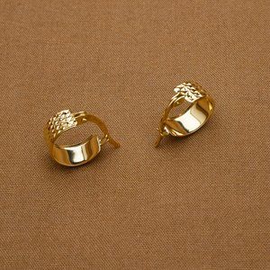 Tiny 10.5mm Solid Gold Diamond Cut Hoop Earrings Stamped 10K